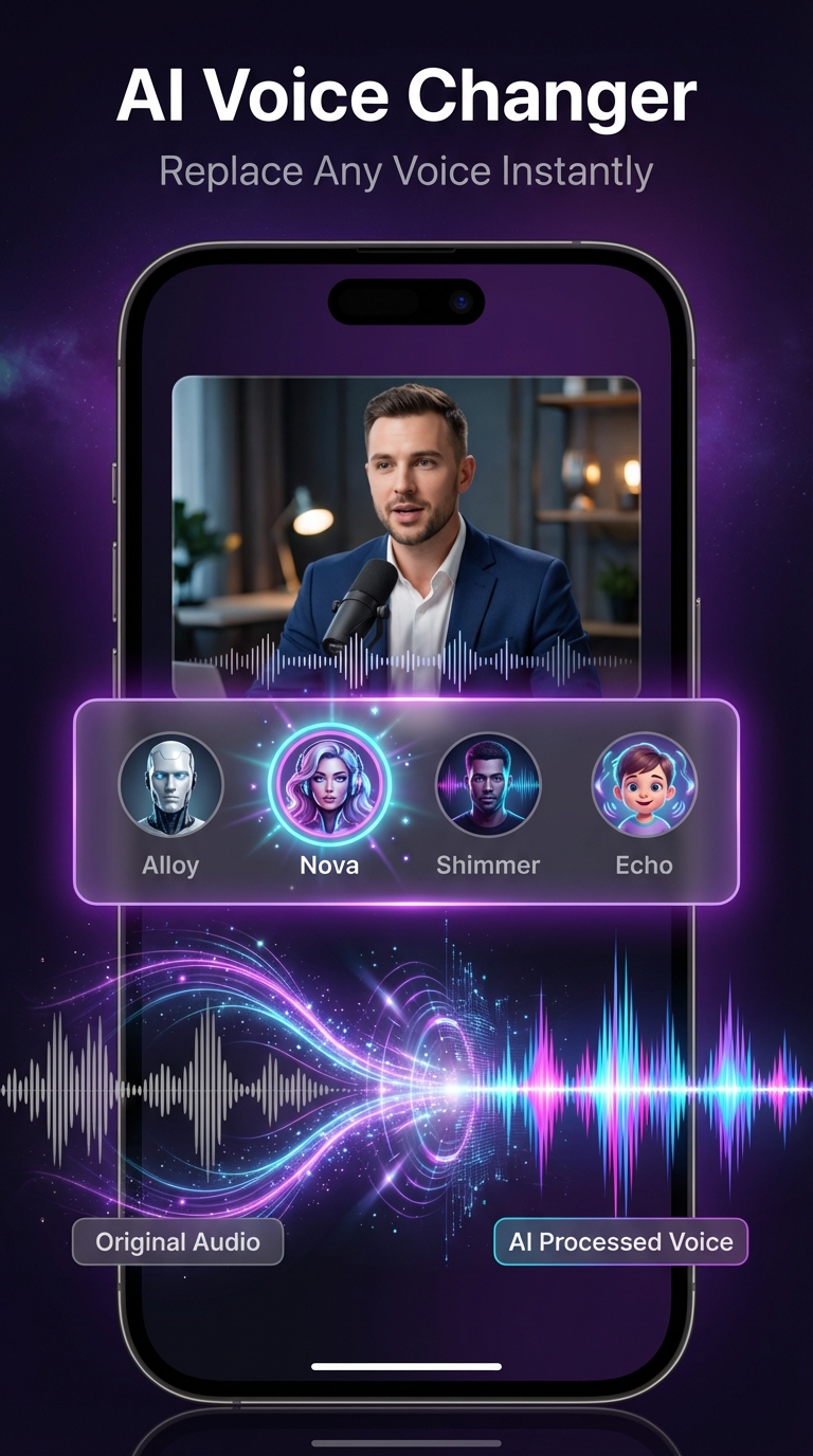 Voice Changer replacing voice in video