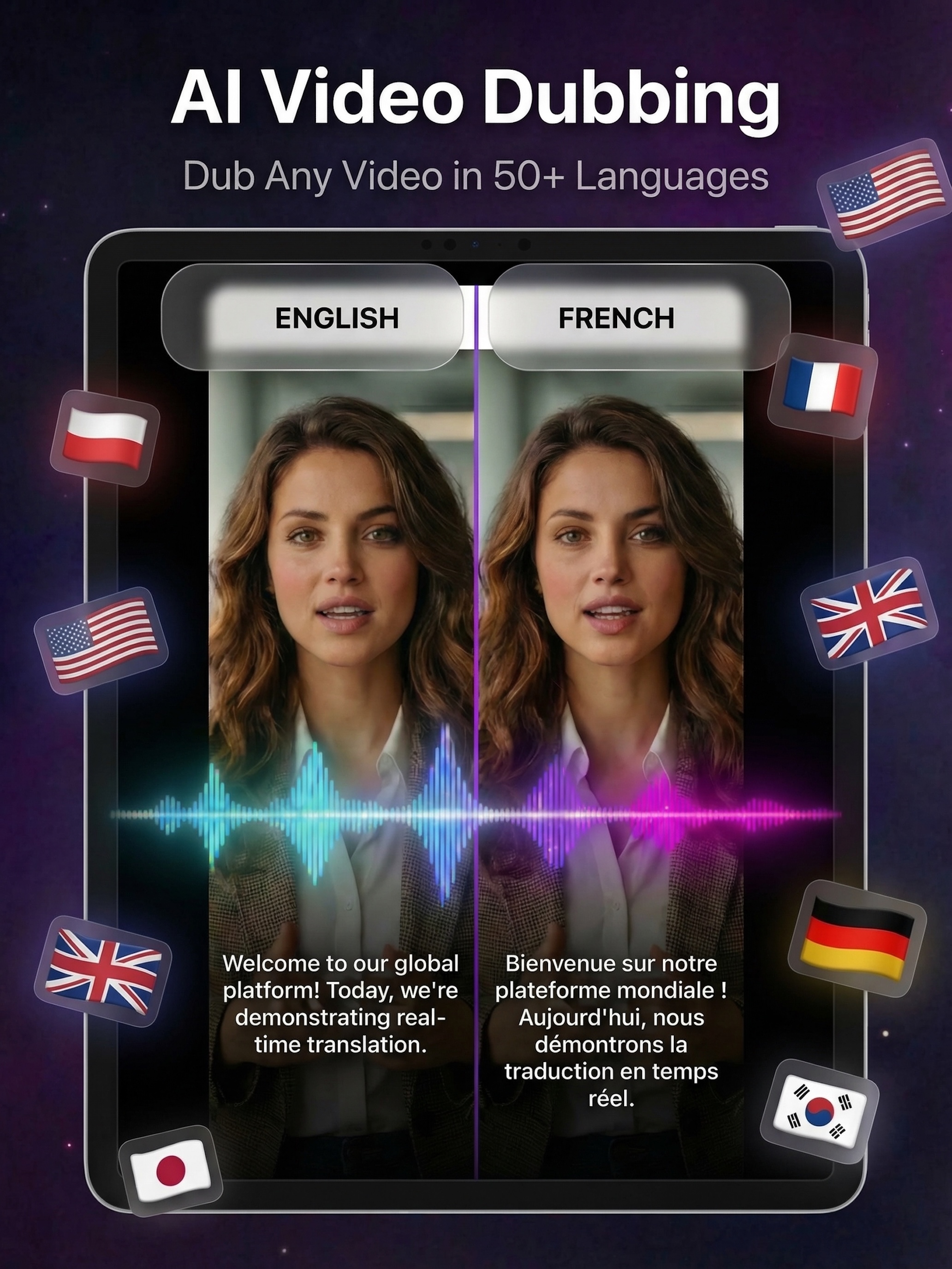 AI Video Dubbing Studio on iPad